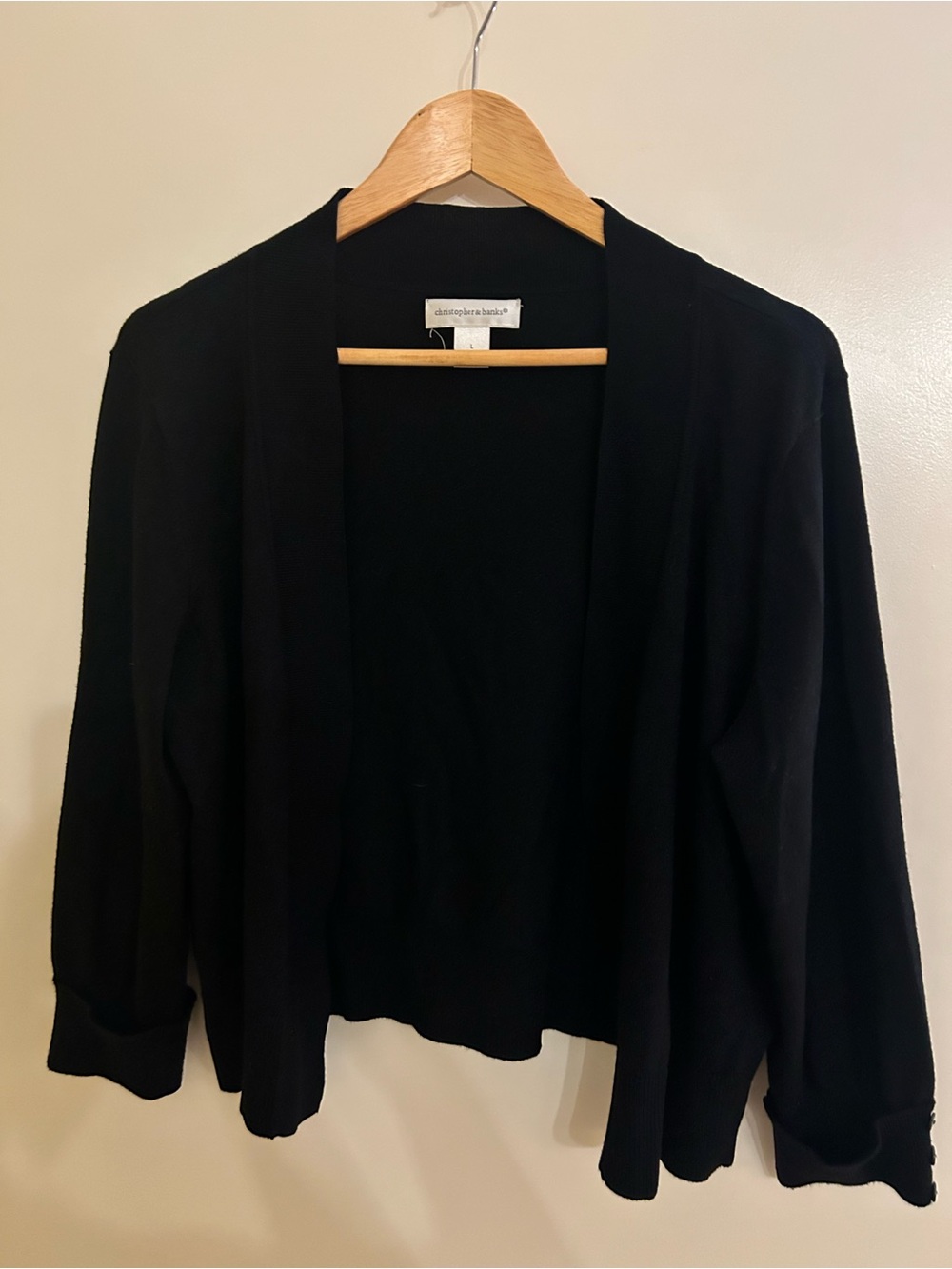 Christopher & Banks Black Open-Front Women's Cardigan